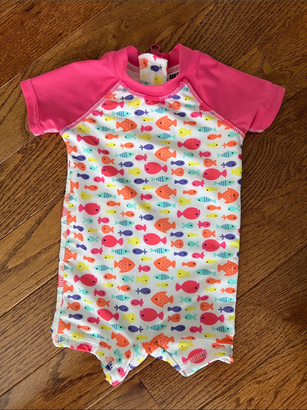 Like New Girls' Pink Short-Sleeve Fish Print Swim Trunks